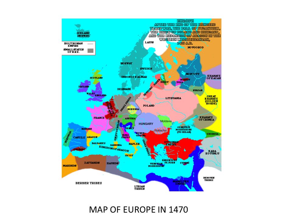 MAP OF EUROPE IN 1470
