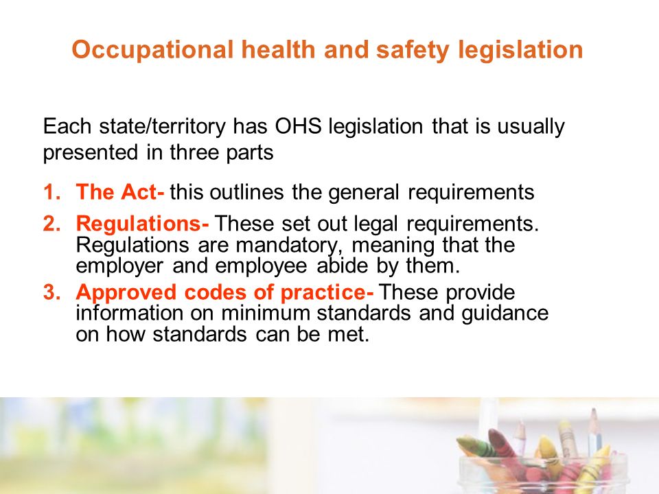 Occupational health and safety legislation