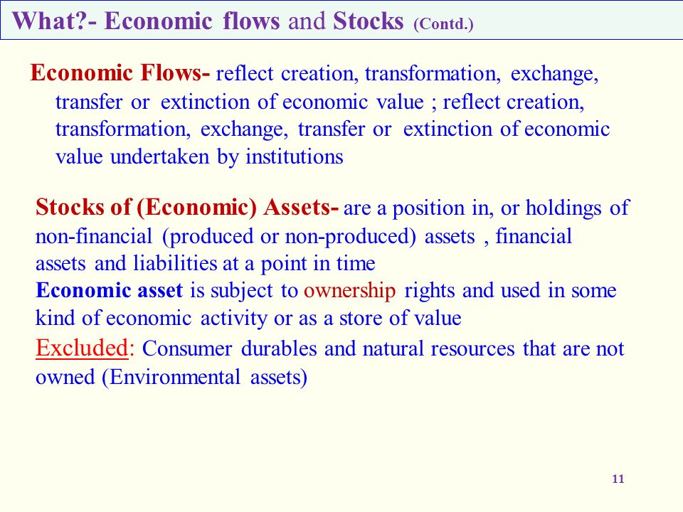 What - Economic flows and Stocks (Contd.)
