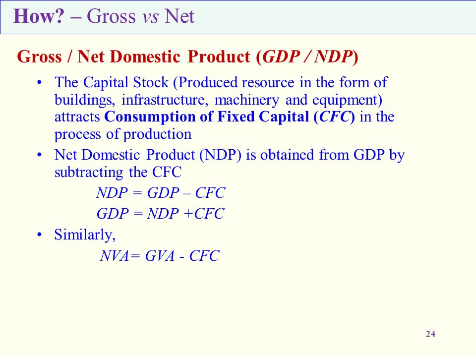 Gross / Net Domestic Product (GDP / NDP)