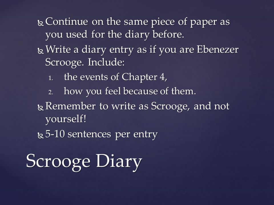 Continue on the same piece of paper as you used for the diary before.