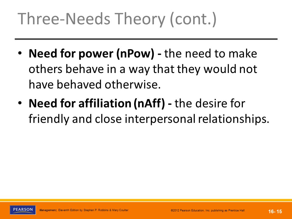 Three-Needs Theory (cont.)