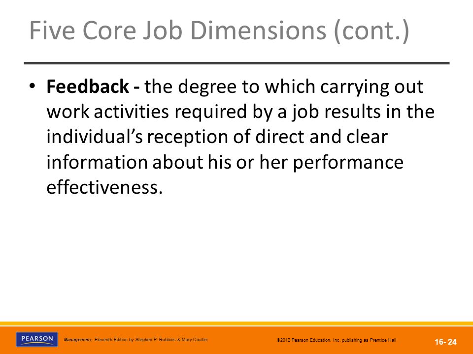 Five Core Job Dimensions (cont.)