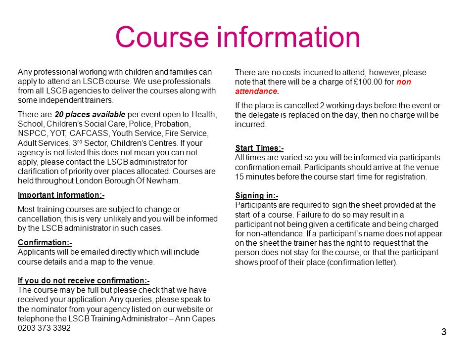 Course information