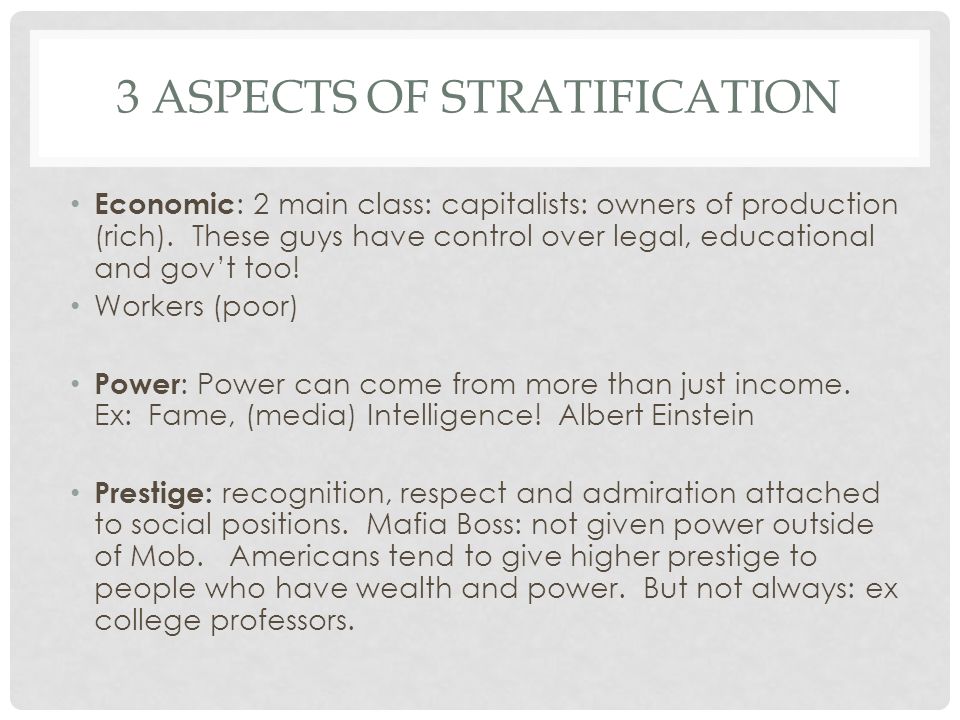 3 aspects of stratification