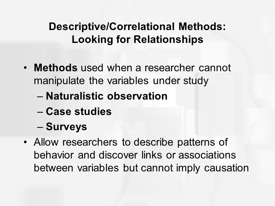 Descriptive/Correlational Methods: Looking for Relationships