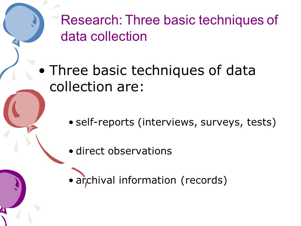Research: Three basic techniques of data collection