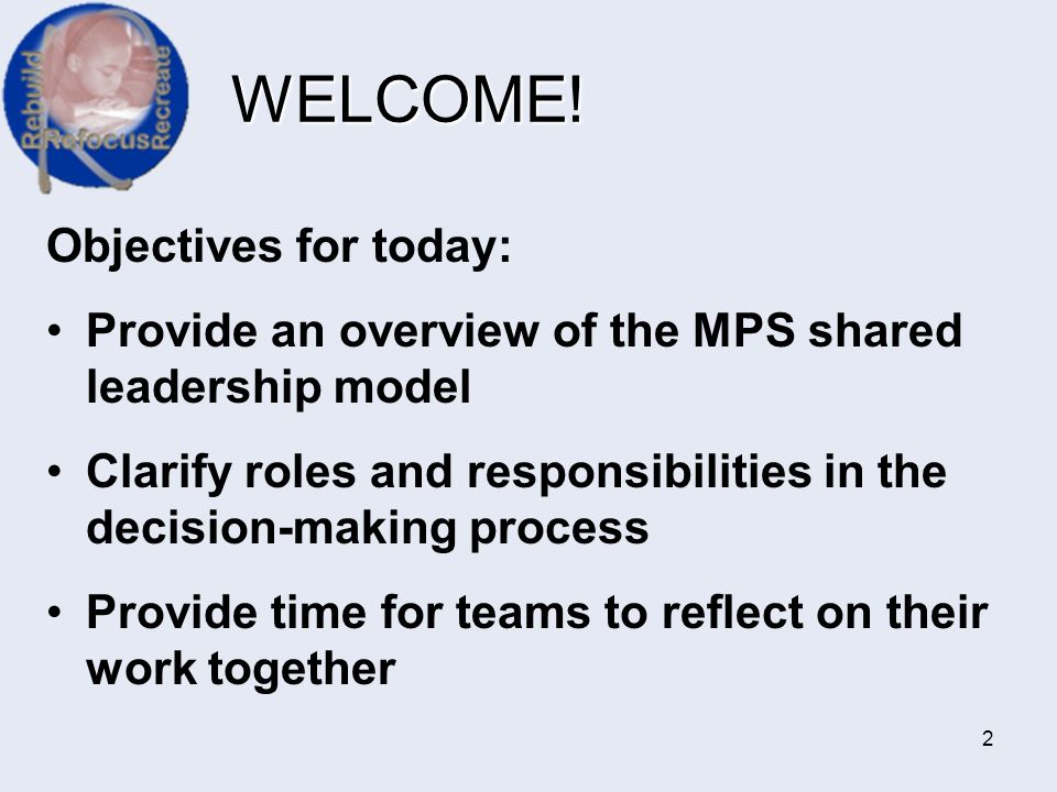 WELCOME! Objectives for today: