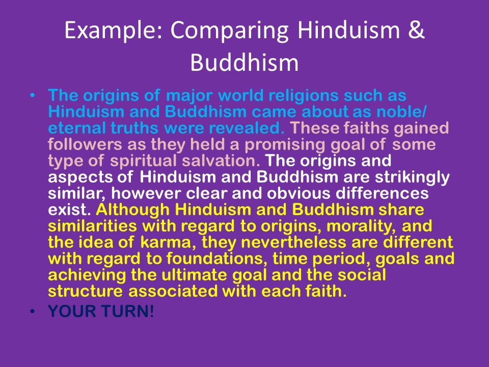 compare and contrast hinduism and buddhism
