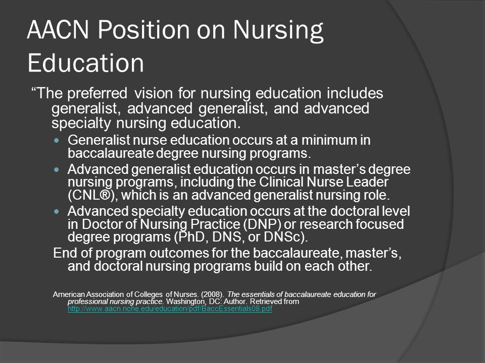 AACN Position on Nursing Education