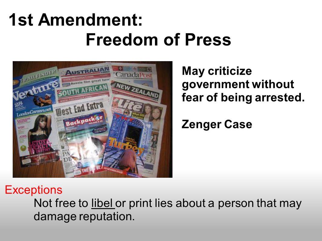 1st Amendment: Freedom of Press
