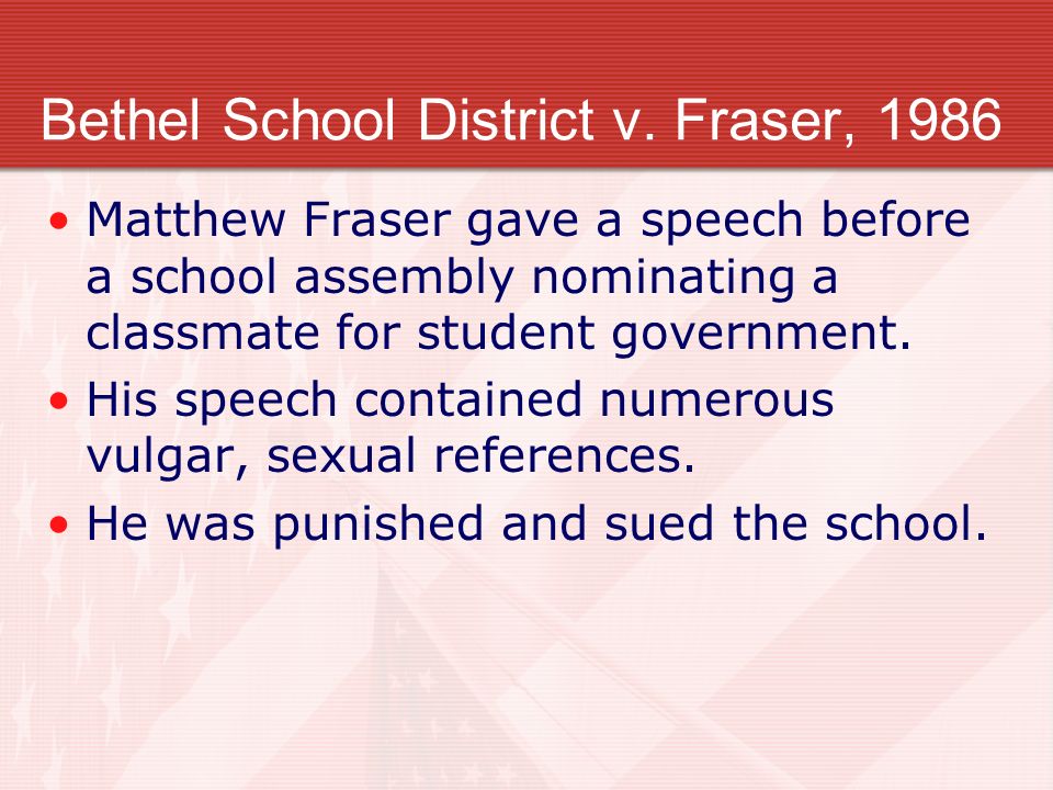 Bethel School District v. Fraser, 1986
