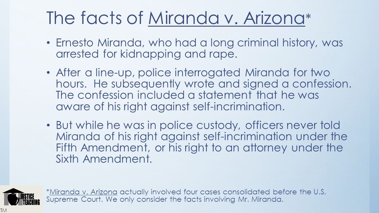 The facts of Miranda v. Arizona*