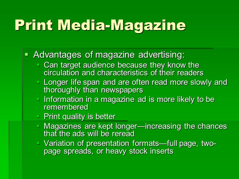 advantages of magazines