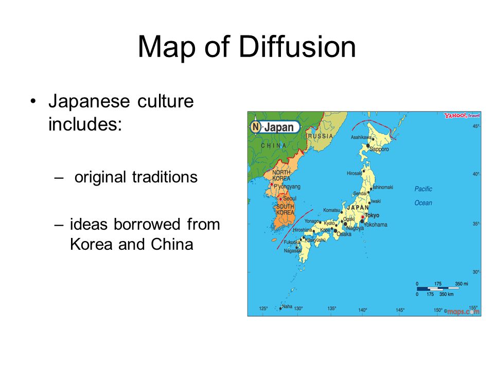 Map of Diffusion Japanese culture includes: original traditions