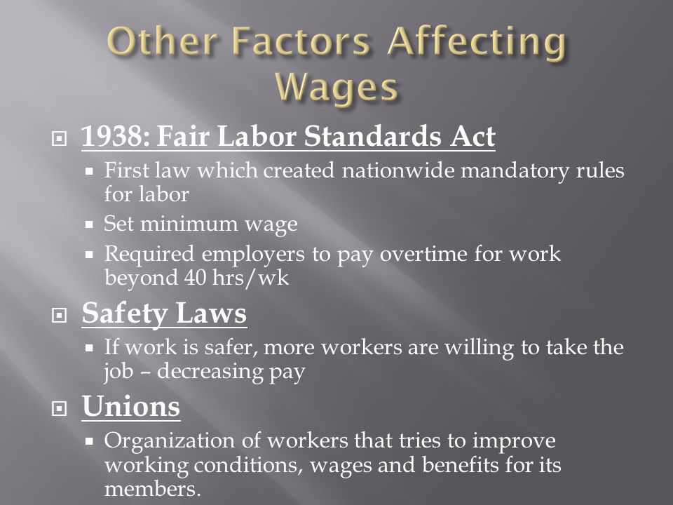 Other Factors Affecting Wages