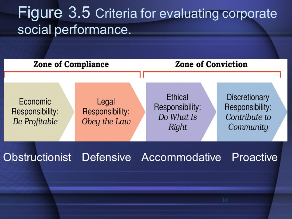Figure 3.5 Criteria for evaluating corporate social performance.