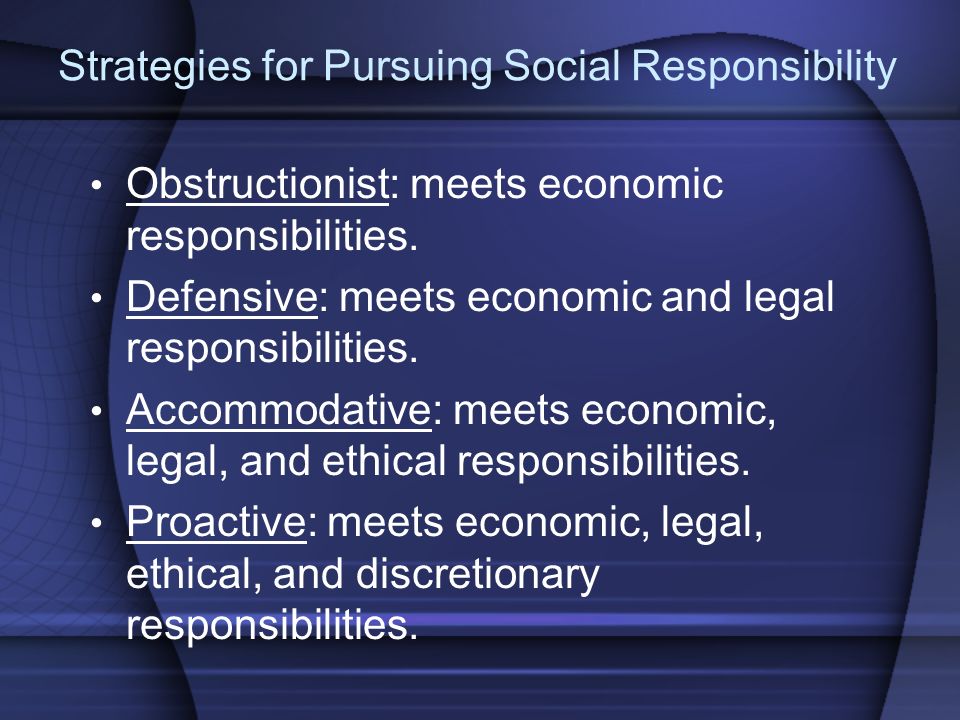 Strategies for Pursuing Social Responsibility