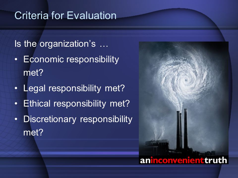 Criteria for Evaluation