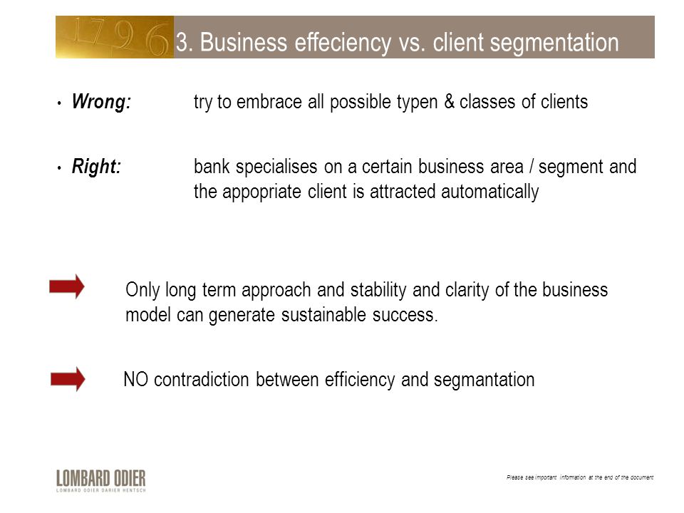 3. Business effeciency vs. client segmentation