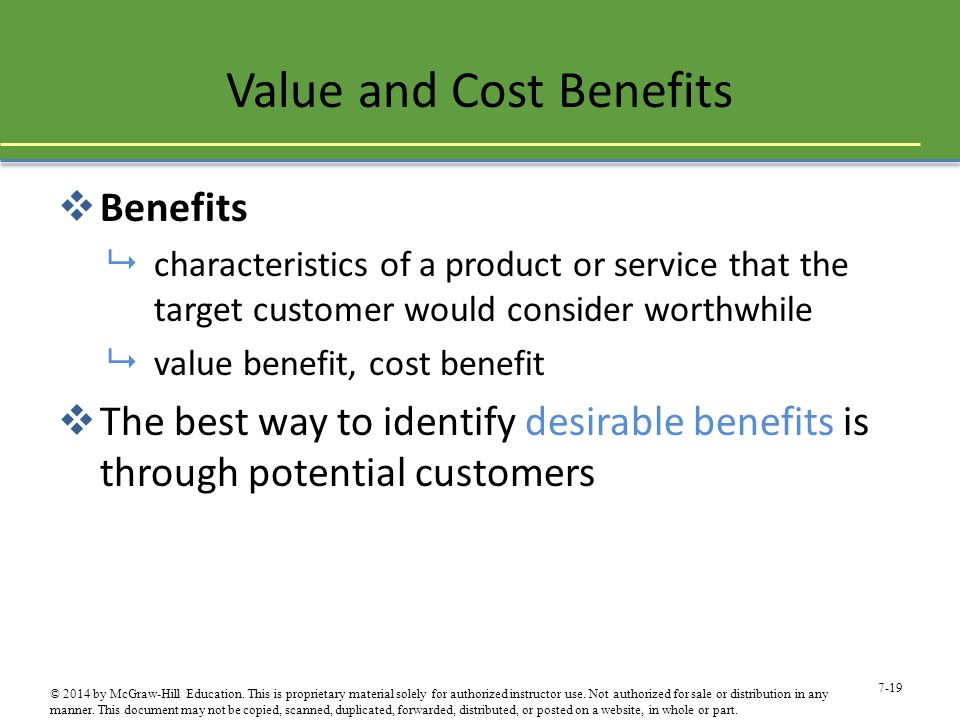 Value and Cost Benefits