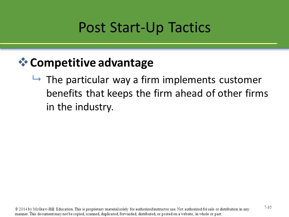 Post Start-Up Tactics Competitive advantage