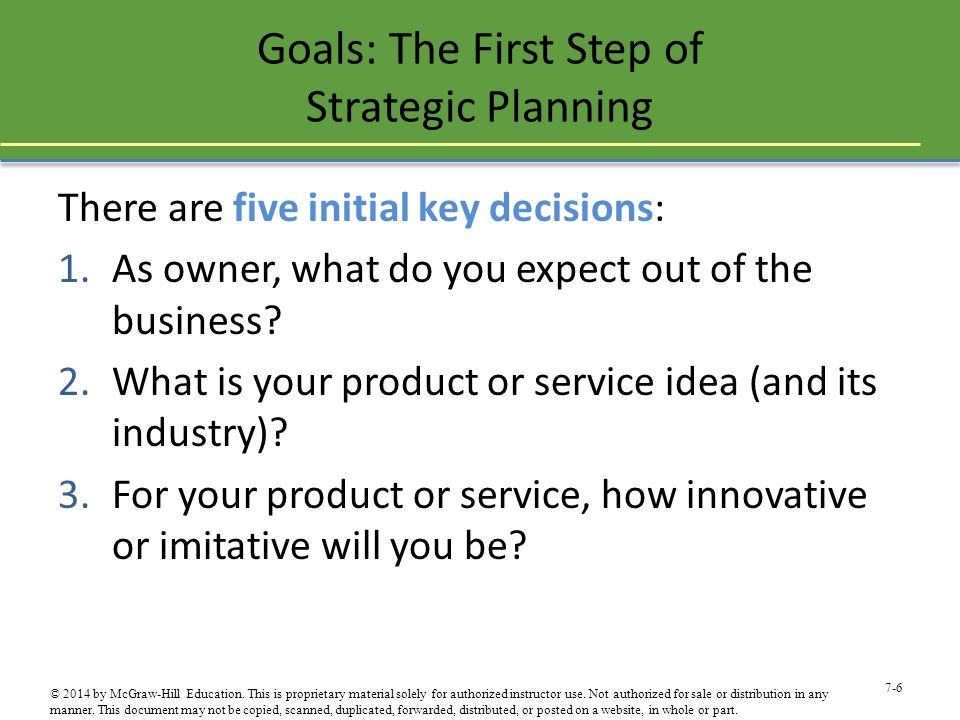 Goals: The First Step of Strategic Planning