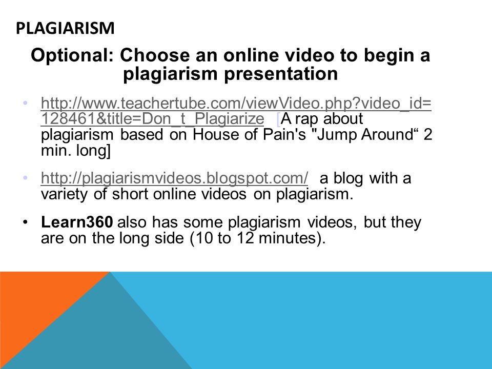 Optional: Choose an online video to begin a plagiarism presentation