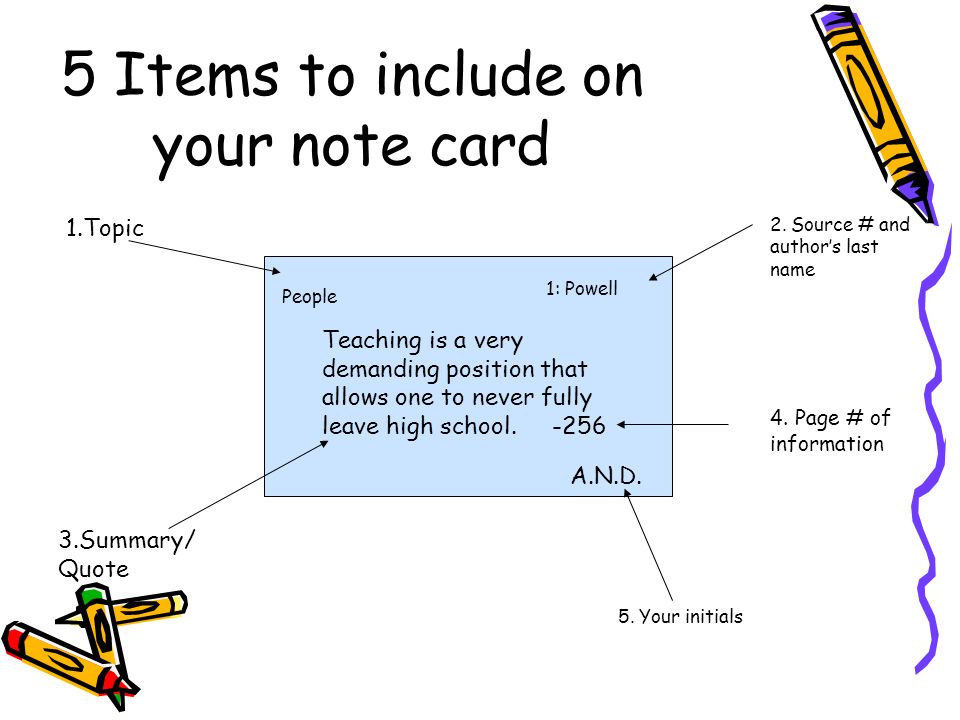 5 Items to include on your note card