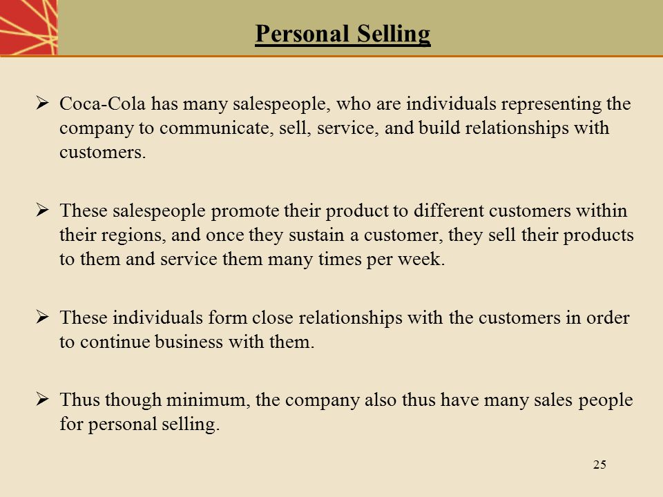 personal selling of coca cola