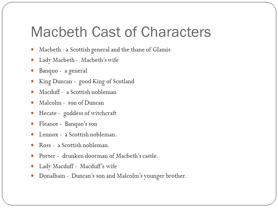 Character Chart For Macbeth