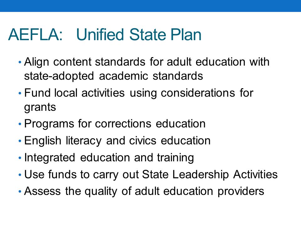 AEFLA: Unified State Plan