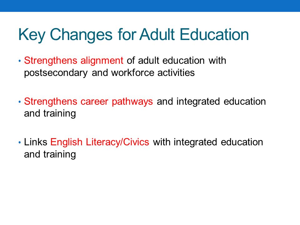 Key Changes for Adult Education