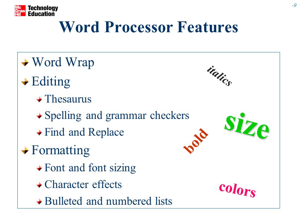 Word Processor Features