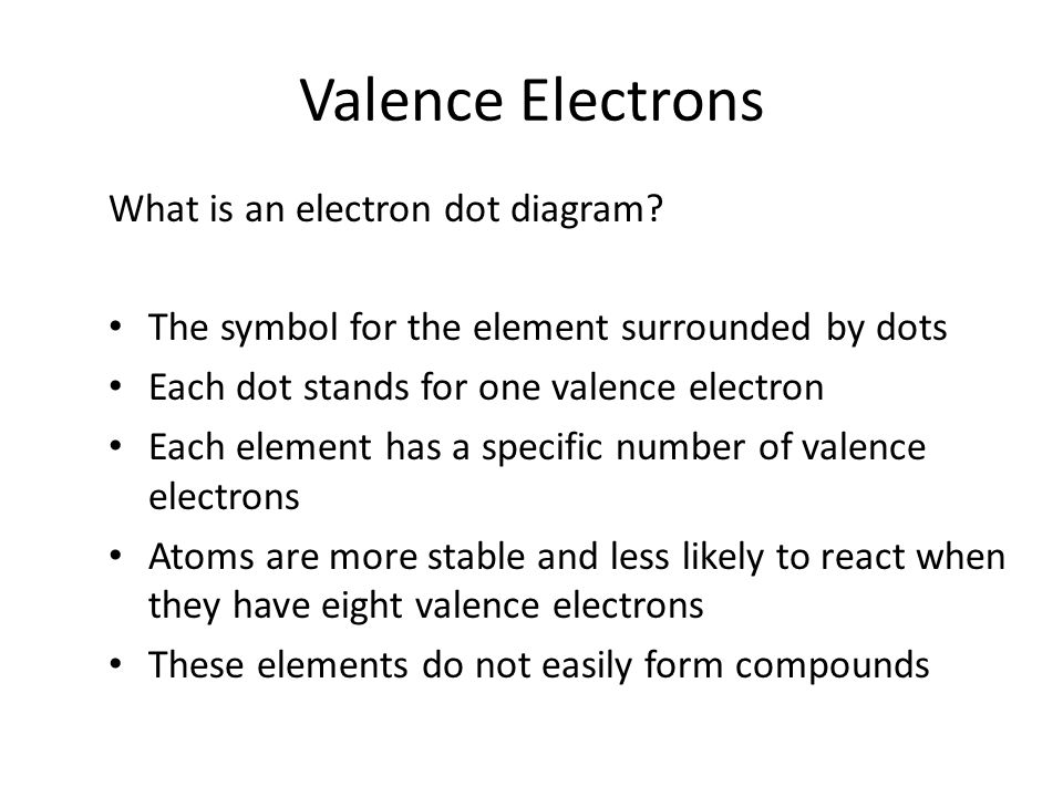 Valence Electrons What is an electron dot diagram