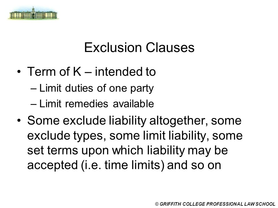 types of exemption clauses