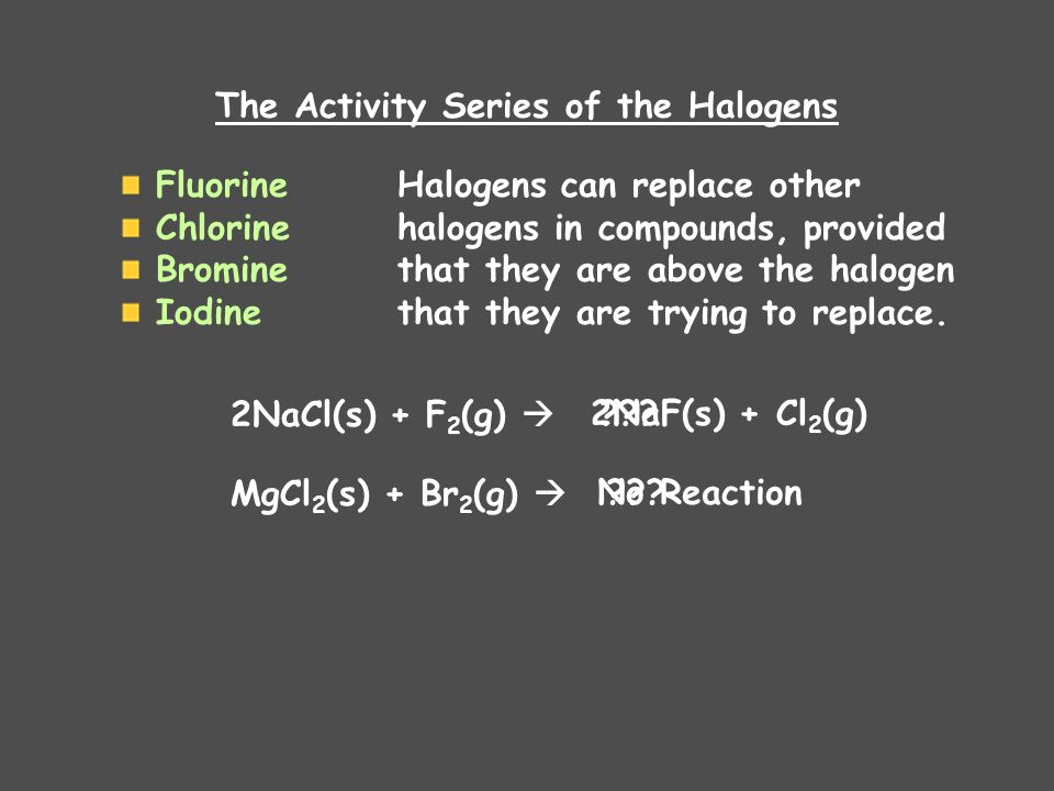 The Activity Series of the Halogens