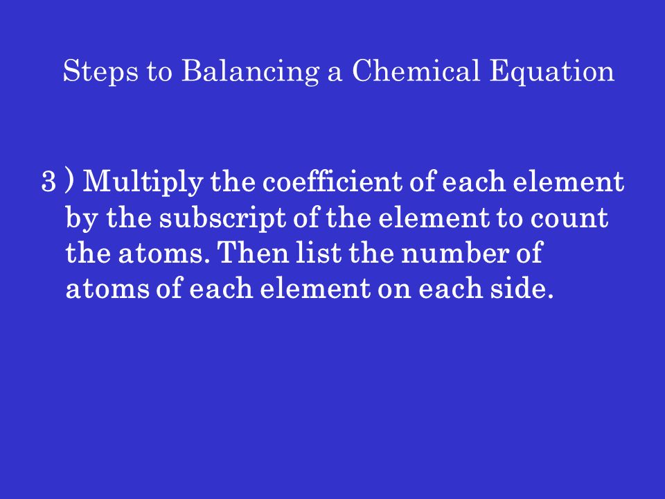 Steps to Balancing a Chemical Equation
