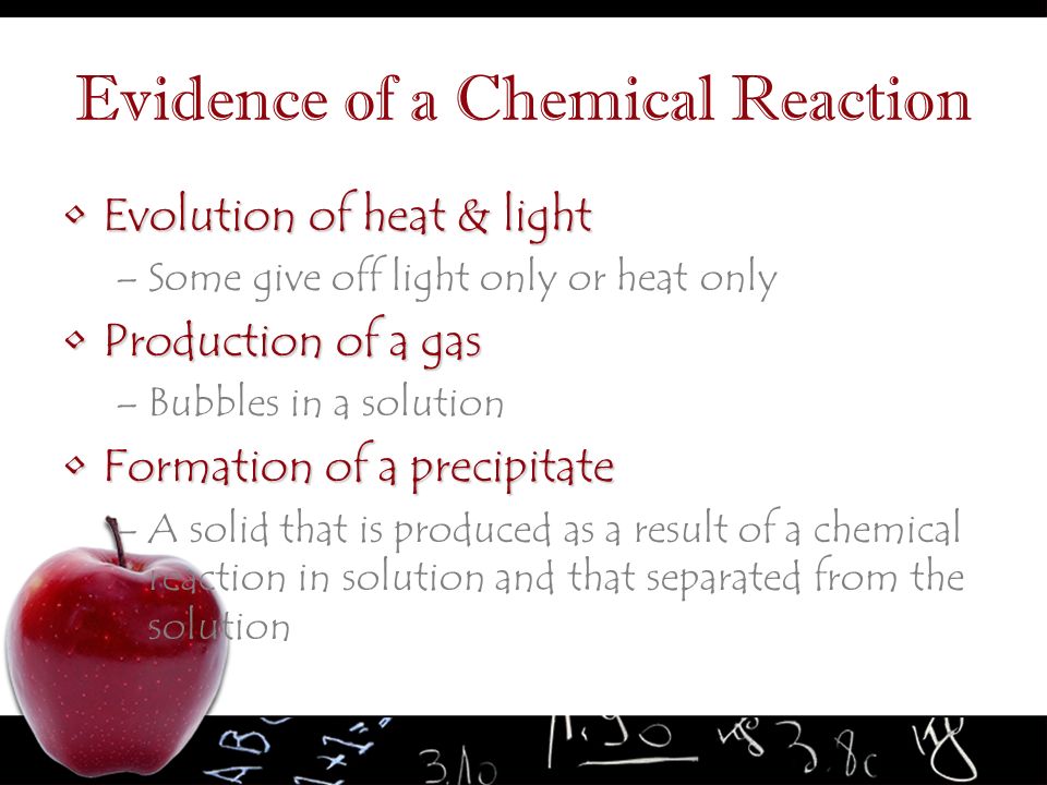 Evidence of a Chemical Reaction