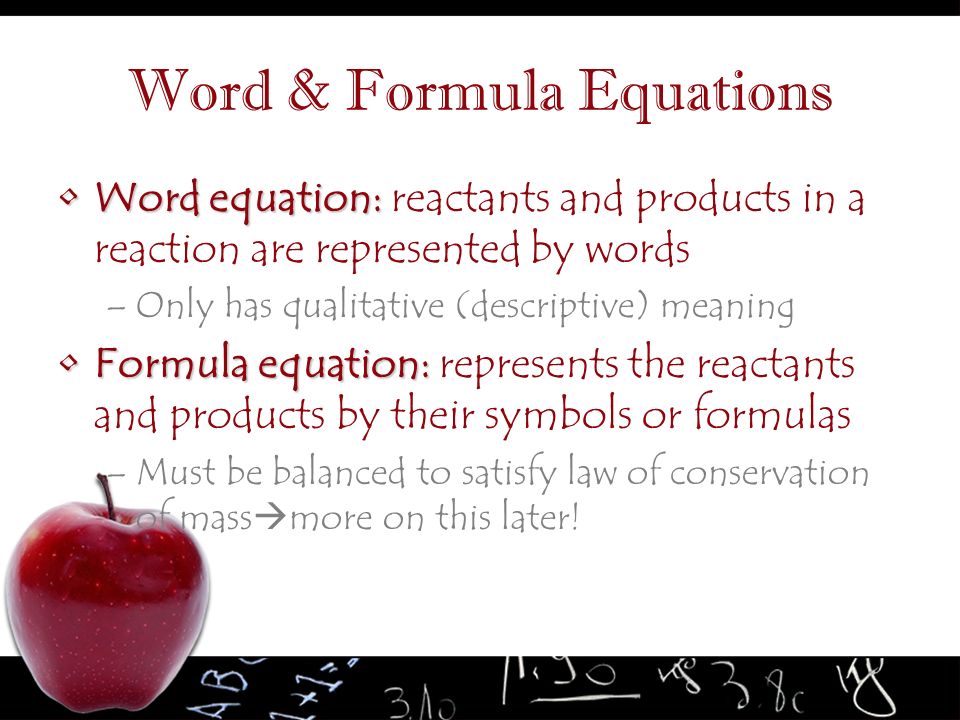 Word & Formula Equations