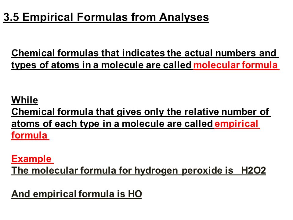 3.5 Empirical Formulas from Analyses