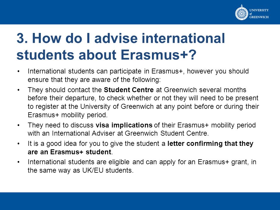 3. How do I advise international students about Erasmus+
