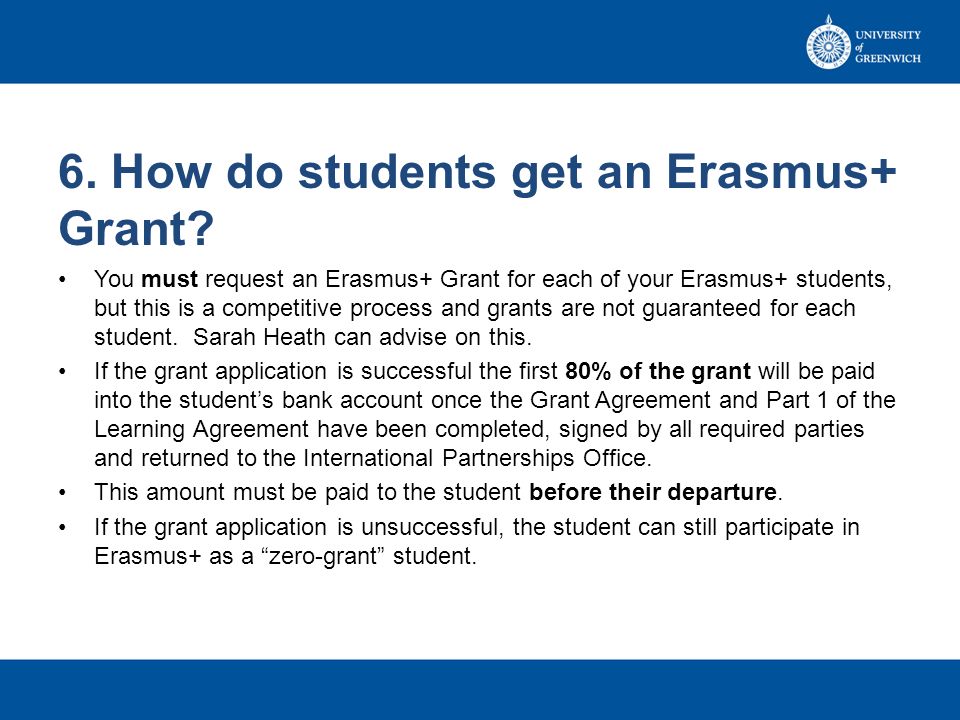 6. How do students get an Erasmus+ Grant