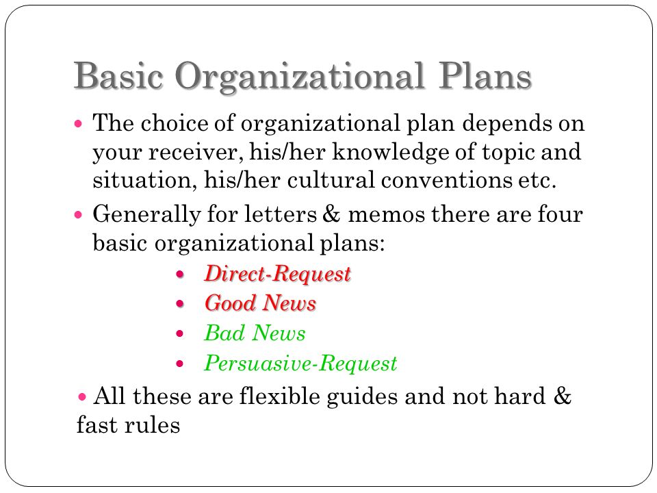 Basic Organizational Plans