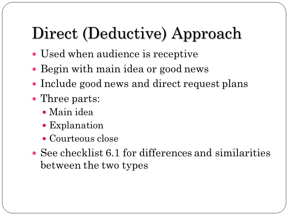 Direct (Deductive) Approach