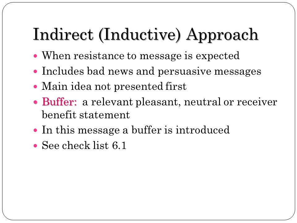Indirect (Inductive) Approach