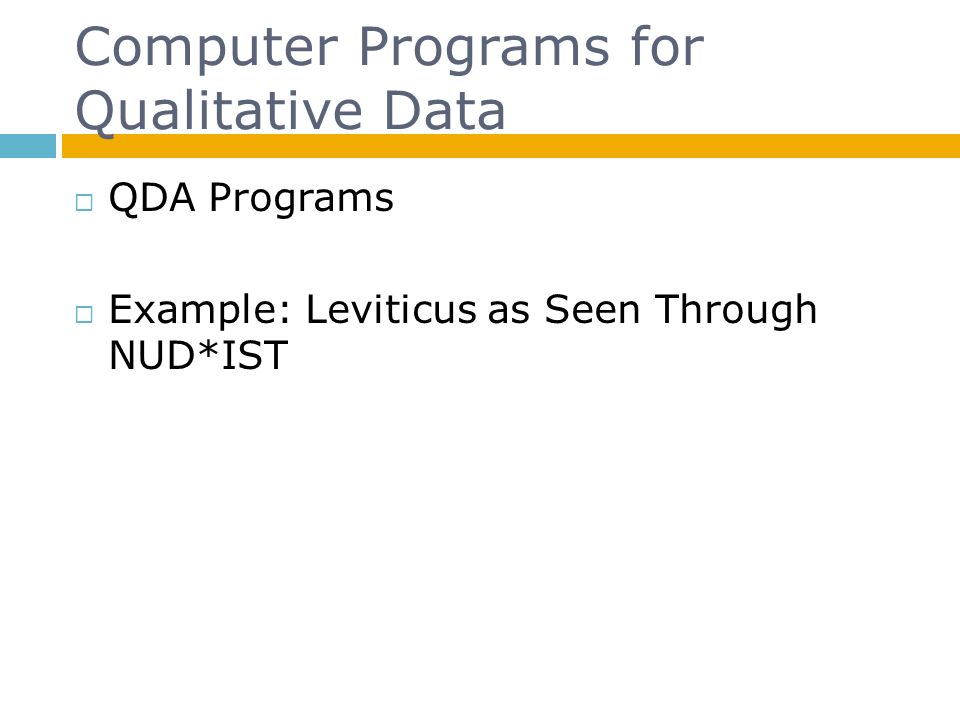 Computer Programs for Qualitative Data