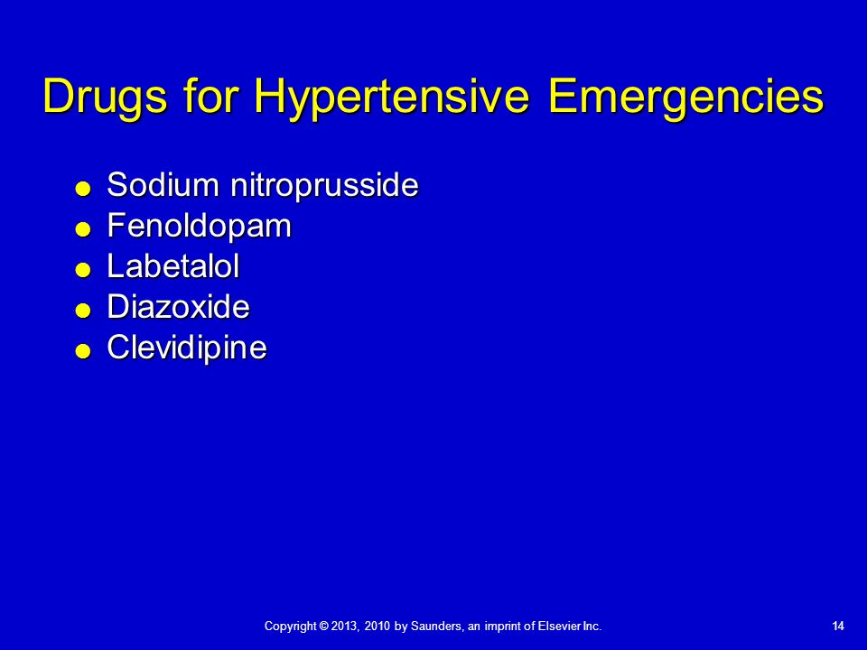 Drugs for Hypertensive Emergencies