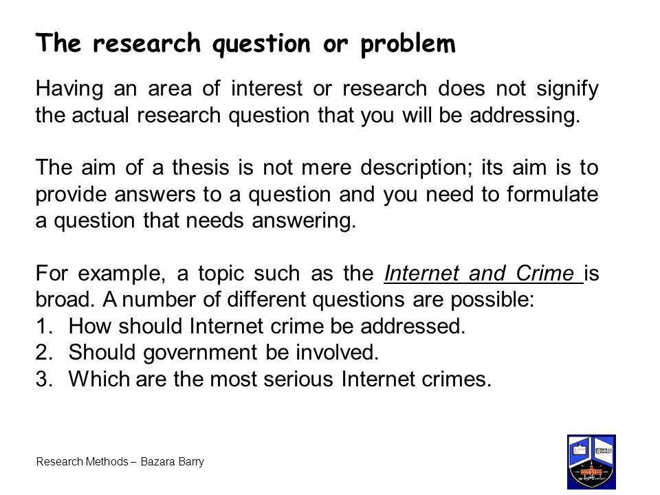 The research question or problem