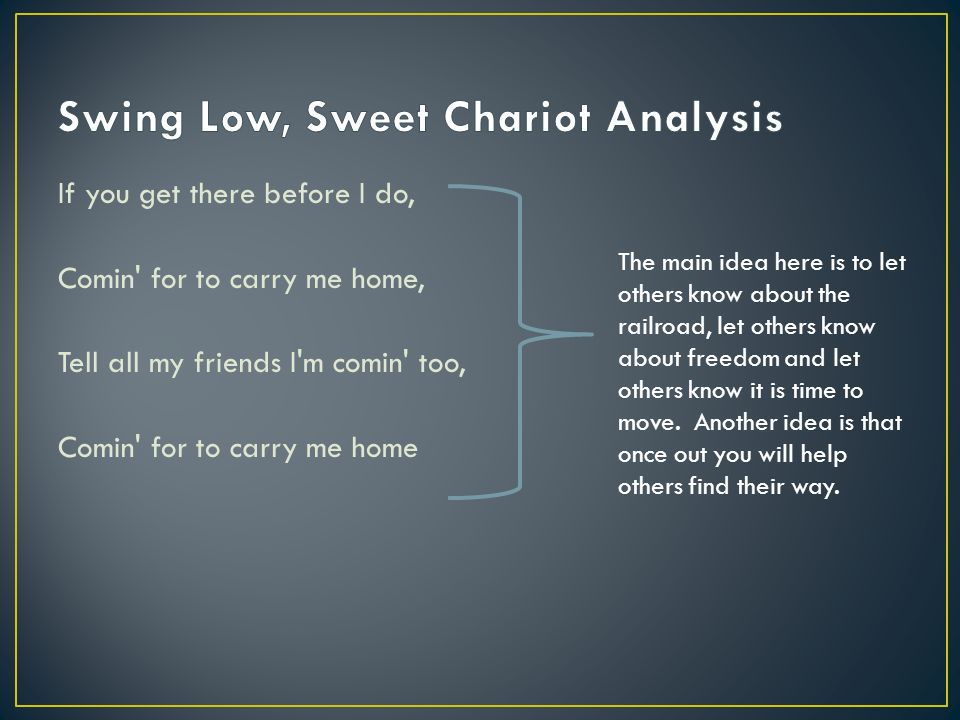 Swing Low, Sweet Chariot” “Go Down, Moses” - ppt download